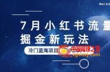 7月小红书流量掘金最新玩法，冷门蓝海小项目，日入200+【揭秘】