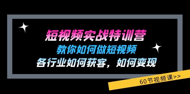 小视频实战演练夏令营：教大家如何做短视频，各个行业如何获客，如何盈利 (60节)