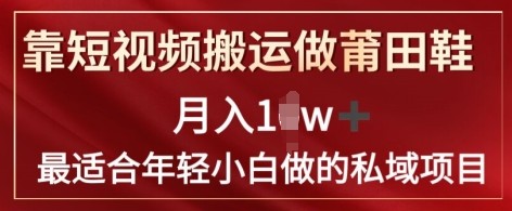 靠短视频搬运做莆田鞋月入1w 简单暴利，最适合年轻小白做的私域变现项目