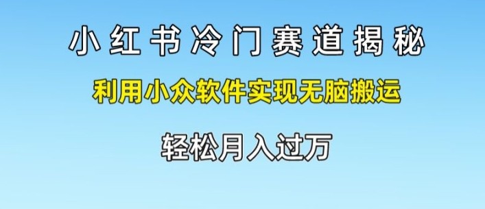 小红书冷门赛道揭秘，利用小众软件实现无脑搬运，轻松月入过万