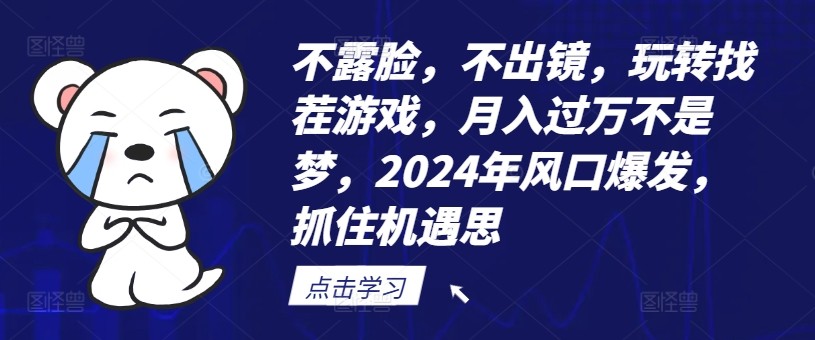 不露脸，不出镜，玩转找茬游戏，月入过万不是梦，2024年风**发，抓住机遇【揭秘】