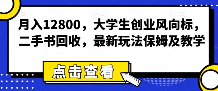 月入12800，大学生创业风向标，二手书回收，最新玩法保姆及教学