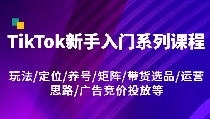 图片[1]-TikTok新手入门系列课程，玩法/定位/养号/矩阵/带货选品/运营思路/广告竞价投放等-中创网_分享中创网创业资讯_最新网络项目资源