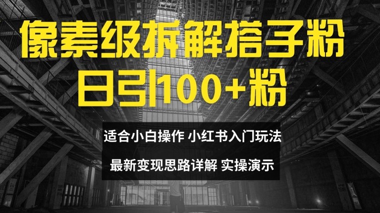 像素级拆解搭子粉，日引100 ，小白看完可上手，最新变现思路详解【揭秘】