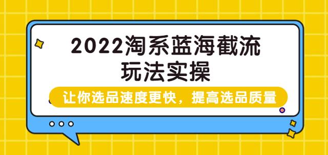 2022淘系蓝海截流玩法实操：让你选品速度更快，提高选品质量（价值599）