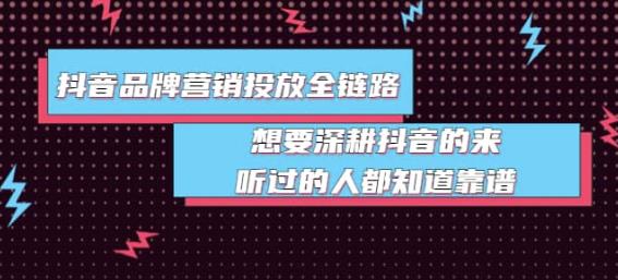 抖音品牌营销投放全链路：想要深耕抖音的来，听过的人都知道靠谱,抖音品牌营销投放全链路：想要深耕抖音的来，听过的人都知道靠谱,新媒体,抖音0基础短视频实战课，短视频运营赚钱新思路，零粉丝也能助你上热门,第1张