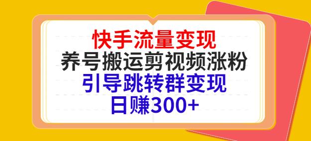 快手流量变现，养号搬运剪视频涨粉，引导跳转群变现日赚300+,视频,课程,目录,第1张