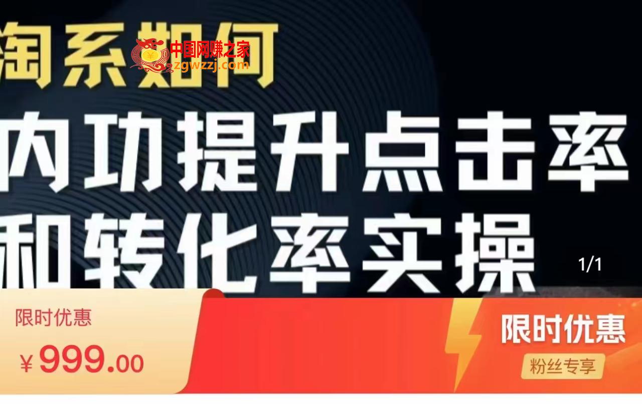 淘系搜索实操课 提升点击率和转化率 深度解析搜索流量底层逻辑（价值999元）