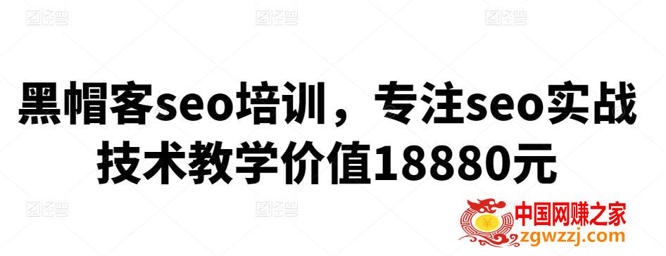 黑帽客seo培训，专注seo实战技术教学价值18880元