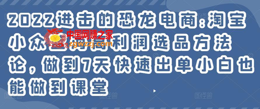 进击的恐龙电商：淘宝小众蓝海高利润选品方**，做到7天快速出单小白也能做到,2022进击的恐龙电商:淘宝小众蓝海高利润选品方**，做到7天快速出单小白也能做到,产品,蓝海,选品,第1张