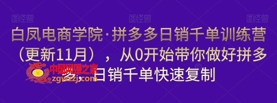 拼多多日销千单训练营（更新11月），从0开始带你做好拼多多，日销千单快速**,图片[1]-拼多多日销千单训练营（更新11月），从0开始带你做好拼多多，日销千单快速**-阿灿说钱,爆款,玩法,流量,第1张