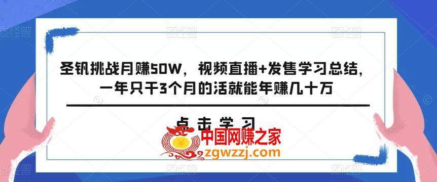 圣钒挑战月赚50W，视频直播+发售学习总结，一年只干3个月的活就能年赚几十万