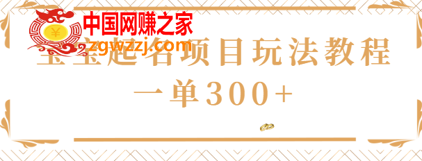 宝宝起名项目玩法教程，一单300+，初中生都能做的项目【视频教程】