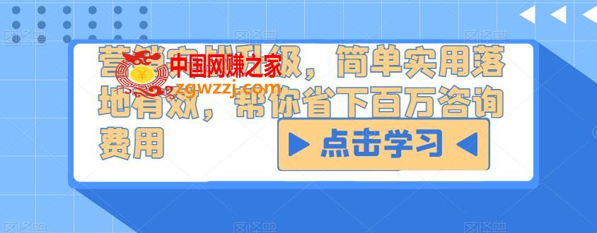 营销实战升级，简单实用落地有效，帮你省下百万咨询费用,营销实战升级，简单实用落地有效，帮你省下百万咨询费用,成本,第1张