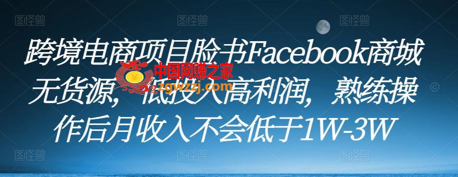 跨境电商项目脸书Facebook商城无货源，低投入高利润，熟练操作后月收入不会低于1W-3W,跨境电商项目脸书Facebook商城无货源，低投入高利润，熟练操作后月收入不会低于1W-3W,商城,平台,第1张