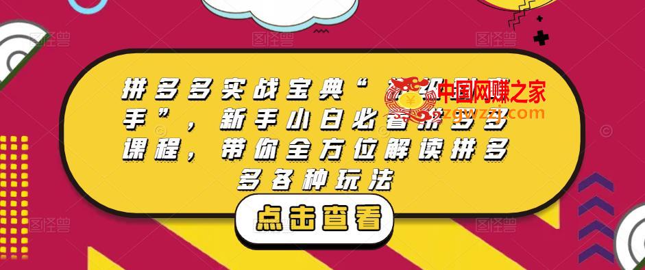 拼多多实战宝典“初级到高手”，新手小白必看拼多多课程，带你全方位解读拼多多各种玩法,拼多多实战宝典“初级到高手”，新手小白必看拼多多课程，带你全方位解读拼多多各种玩法,课程,玩法,小白,第1张