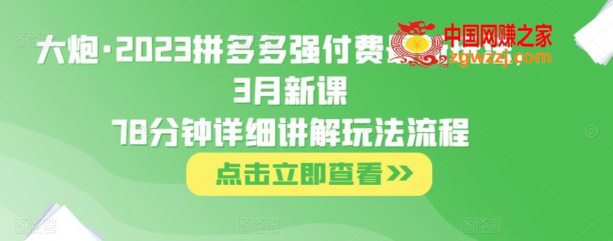 大炮·2023拼多多强付费最新玩法，3月新课​78分钟详细讲解玩法流程,大炮·2023拼多多强付费最新玩法，3月新课​78分钟详细讲解玩法流程,流程,玩法,第1张