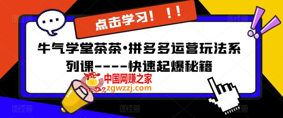 牛气学堂茶茶•拼多多运营玩法系列课----快速起爆秘籍