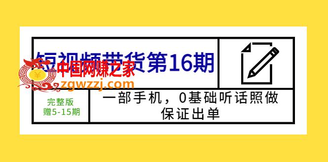 短视频带货第16期：一部手机，0基础听话照做，保证出单 (完整版 赠5-15期),短视频带货第16期：一部手机，0基础听话照做，保证出单 (完整版 赠5-15期),货,视频,手机,第1张