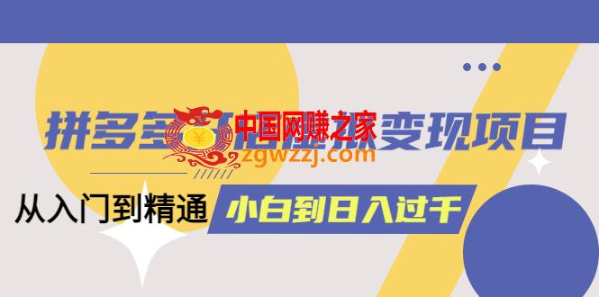 拼多多开店虚拟变现项目：入门到精通 从小白到日入1000（完整版）6月13更新