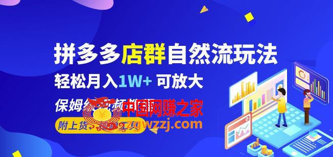 拼多多店群自然流玩法，轻松月入1W+保姆级视频教程（附上货、拍单工具）