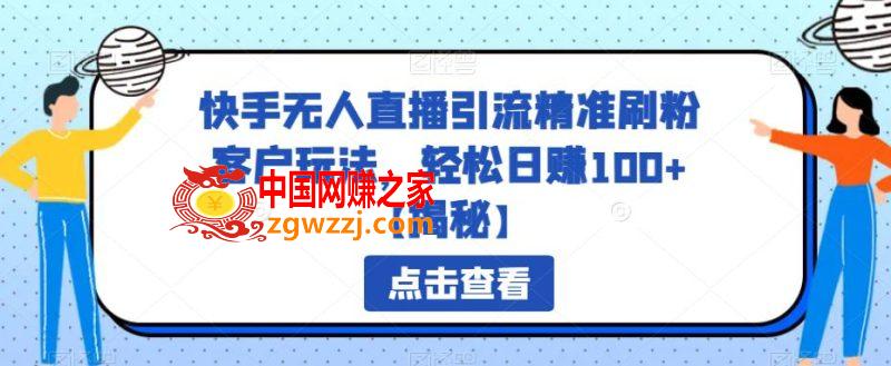 快手无人直播引流精准刷粉客户玩法，轻松日赚100+【揭秘】,快手无人直播引流精准刷粉客户玩法，轻松日赚100+【揭秘】,全程,教程,快手,第1张