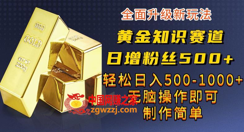 黄金知识赛道，一条作品涨粉500+，私域高利润单品转化，一部手机轻松实现日入500【揭秘】,黄金知识赛道，一条作品涨粉500+，私域高利润单品转化，一部手机轻松实现日入500【揭秘】,作品,项目,赛道,第1张