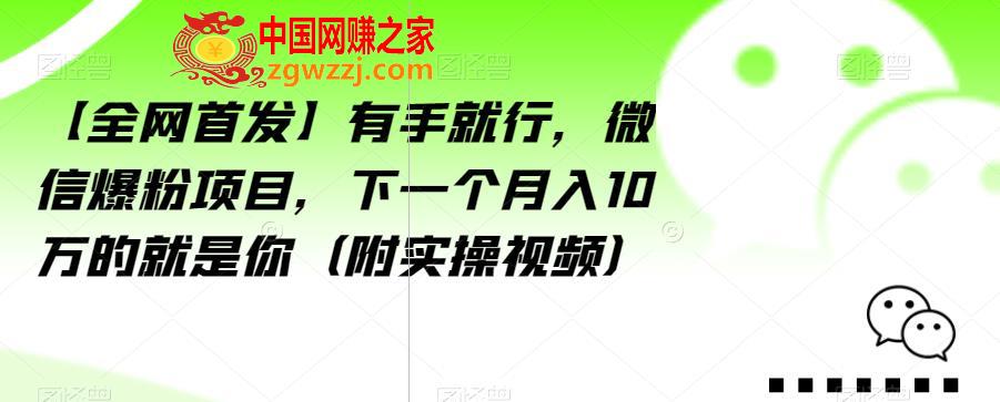 【全网首发】有手就行，微信爆粉项目，下一个月入10万的就是你（附实操视频）【揭秘】