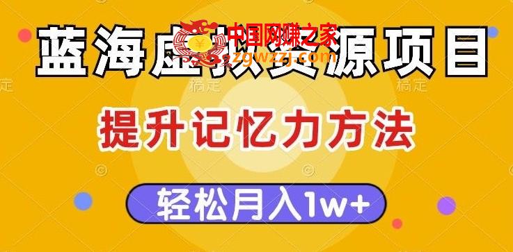 蓝海虚拟资源项目，提升记忆力方法，多种变现方式，轻松月入1w+【揭秘】,蓝海虚拟资源项目，提升记忆力方法，多种变现方式，轻松月入1w+【揭秘】,记忆力,项目,第1张