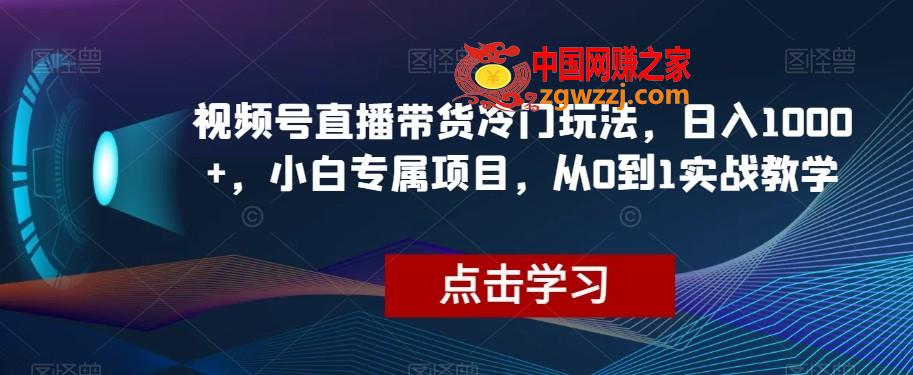 视频号直播带货冷门玩法，日入1000+，小白专属项目，从0到1实战教学【揭秘】