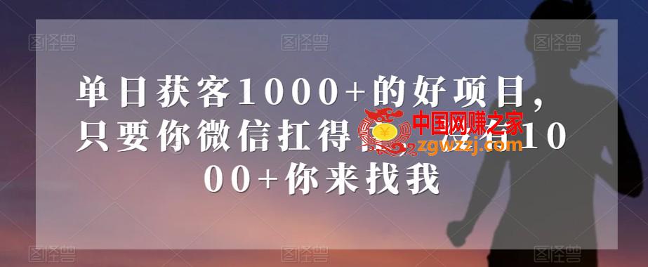 单日获客1000+的好项目，只要你微信扛得住，没有1000+你来找我【揭秘】,单日获客1000+的好项目，只要你微信扛得住，没有1000+你来找我【揭秘】,项目,单日,第1张