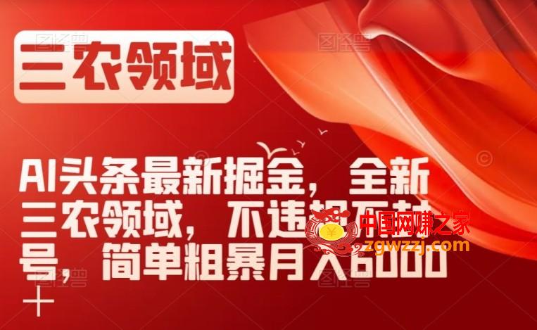 AI头条最新掘金，全新三农领域，不违规不封号，简单粗暴月入6000＋【揭秘】,AI头条最新掘金，全新三农领域，不违规不封号，简单粗暴月入6000＋【揭秘】,三农,领域,农村,第1张