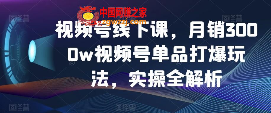 视频号线下课，月销3000w视频号单品打爆玩法，实操全解析