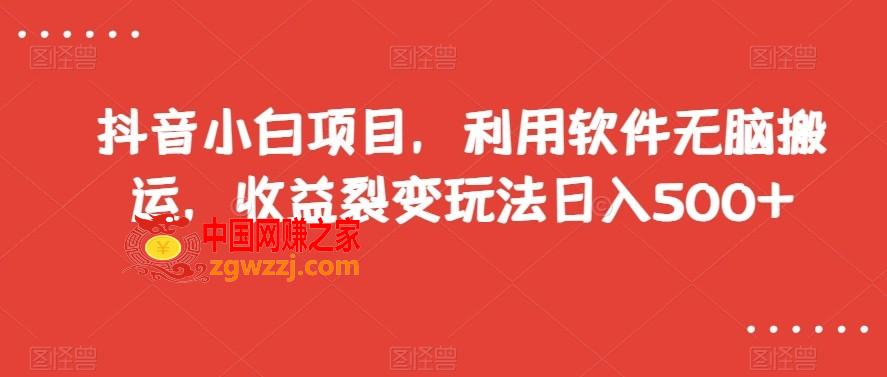 抖音小白项目，利用软件无脑搬运，收益裂变玩法日入500+【揭秘】,抖音小白项目，利用软件无脑搬运，收益裂变玩法日入500+【揭秘】,项目,下载,搬运,第1张