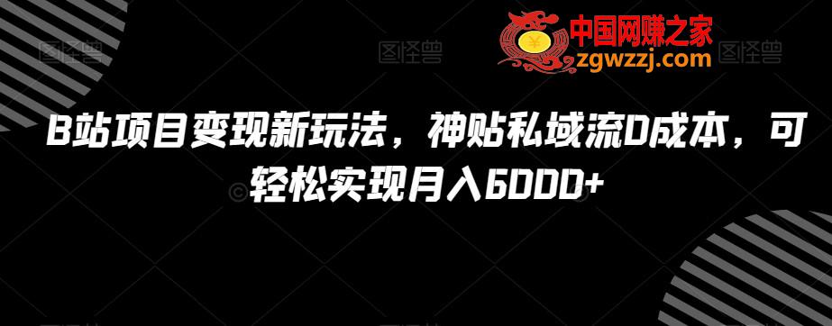 B站项目变现新玩法，神贴私域流0成本，可轻松实现月入6000+【揭秘】