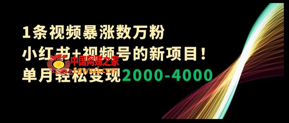 1条视频暴涨数万粉小红书+视频号的新项目！单月轻松变现2000-4000【揭秘】,1条视频暴涨数万粉小红书+视频号的新项目！单月轻松变现2000-4000【揭秘】,教程,学习,变现,第1张