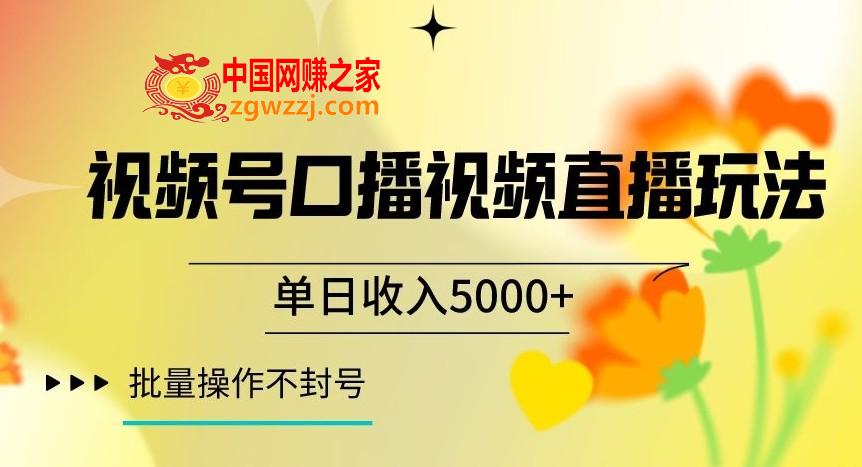 视频号囗播视频直播玩法，单日收入5000+，批量操作不封号【揭秘】,视频号囗播视频直播玩法，单日收入5000+，批量操作不封号【揭秘】,视频,玩法,可以,第1张