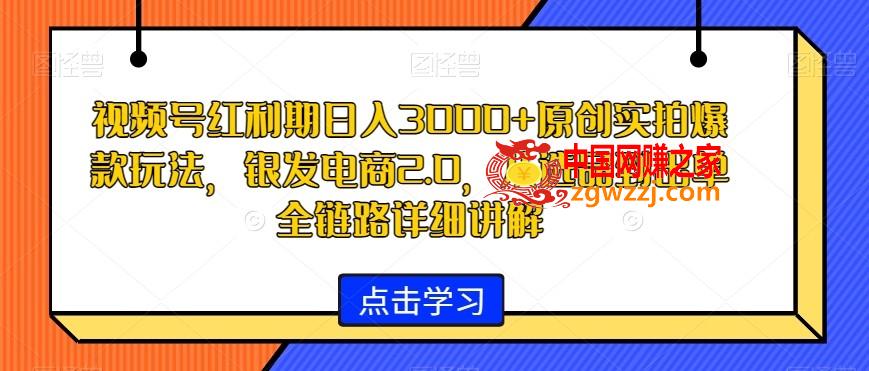 视频号红利期日入3000+原创实拍爆款玩法，银发电商2.0，从选品到出单全链路详细讲解【揭秘】,视频号红利期日入3000+原创实拍爆款玩法，银发电商2.0，从选品到出单全链路详细讲解【揭秘】,视频,教程,第1张