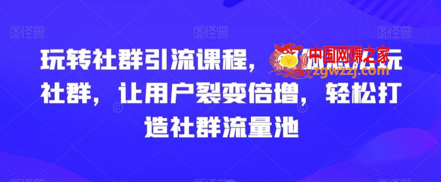 玩转社群引流课程，教你怎么玩社群，让用户裂变倍增，轻松打造社群流量池,玩转社群引流课程，教你怎么玩社群，让用户裂变倍增，轻松打造社群流量池,社群,课程,学习,第1张