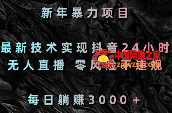 新年暴力项目，最新技术实现抖音24小时无人直播，零风险不违规，每日躺赚3000＋【揭秘】