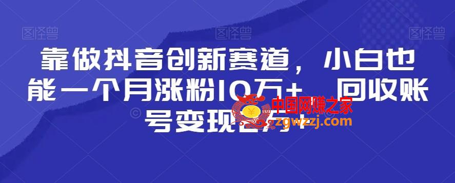 靠做抖音创新赛道，小白也能一个月涨粉10万+，回收账号变现2万+【揭秘】,靠做抖音创新赛道，小白也能一个月涨粉10万+，回收账号变现2万+【揭秘】,赛道,提高,第1张