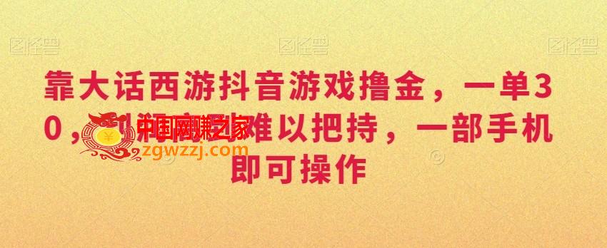 靠大话西游抖音游戏撸金，一单30，利润高到难以把持，一部手机即可操作，日入3000+【揭秘】,靠大话西游抖音游戏撸金，一单30，利润高到难以把持，一部手机即可操作，日入3000+【揭秘】,教程,项目,学习,第1张