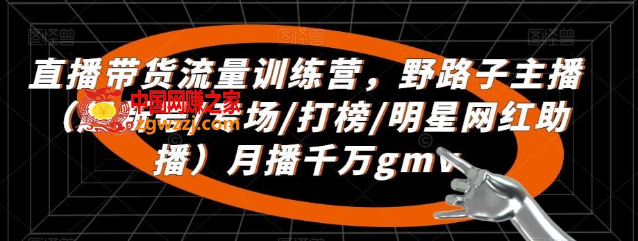 直播带货流量训练营，​野路子主播（起新号/专场/打榜/明星网红助播）月播千万gmv