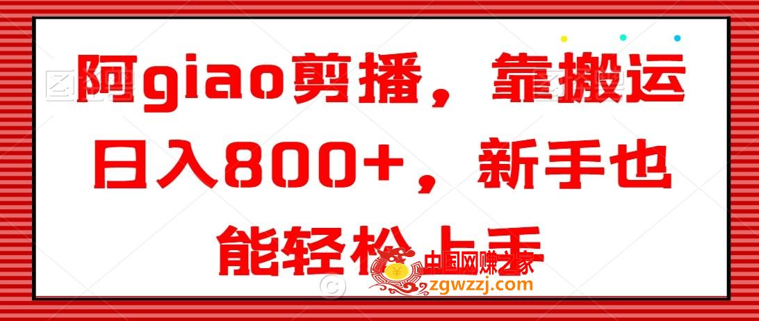 阿giao剪播，靠搬运日入800+，新手也能轻松上手【揭秘】,阿giao剪播，靠搬运日入800+，新手也能轻松上手【揭秘】,项目,流量,视频,第1张