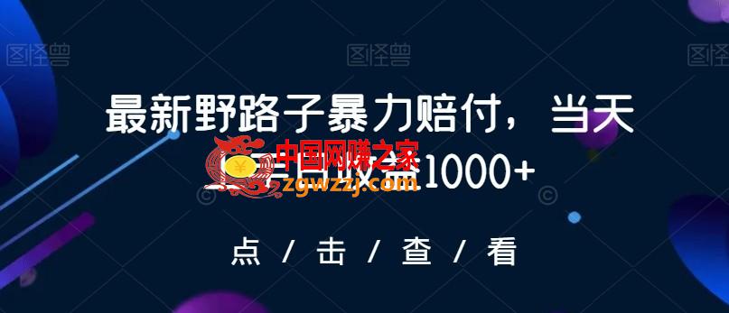 最新野路子暴力赔付，当天上手日收益1000+【仅揭秘】