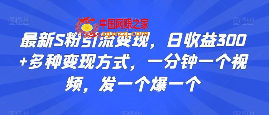 最新S粉引流变现，日收益300+多种变现方式，一分钟一个视频，发一个爆一个【揭秘】,最新S粉引流变现，日收益300+多种变现方式，一分钟一个视频，发一个爆一个【揭秘】,一个,变现,视频,第1张