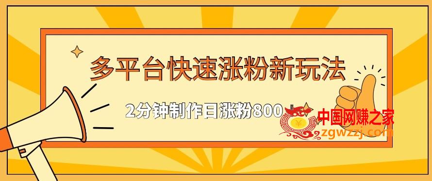 多平台快速涨粉最新玩法，2分钟制作，日涨粉800+【揭秘】,多平台快速涨粉最新玩法，2分钟制作，日涨粉800+【揭秘】,项目,平台,涨粉,第1张