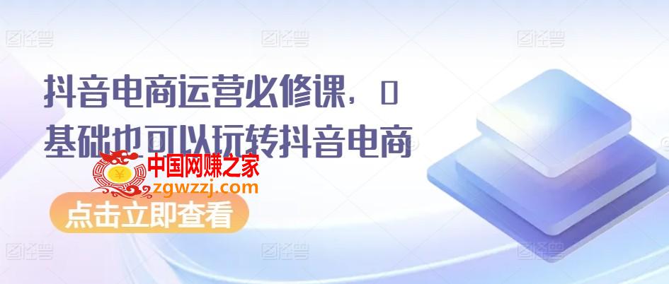 抖音电商运营必修课，0基础也可以玩转抖音电商