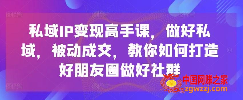 私域IP变现高手课，做好私域，被动成交，教你如何打造好朋友圈做好社群