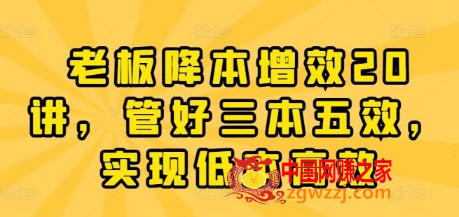 老板降本增效20讲，管好三本五效，实现低本高效,老板降本增效20讲，管好三本五效，实现低本高效,如何,企业,第1张